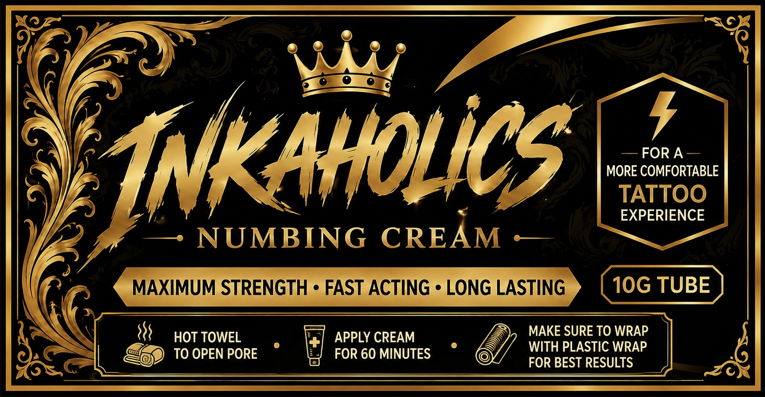 Inkaholics maximum strength numbing cream label, 10g tube